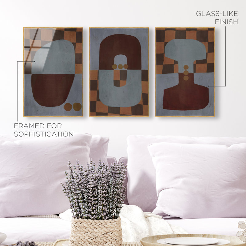 Checkered Dominos Set High-Gloss Frameless Acrylic Glass Wall Art Abstract Print by Oliver Gal, Ready to Hang, 10 x 15