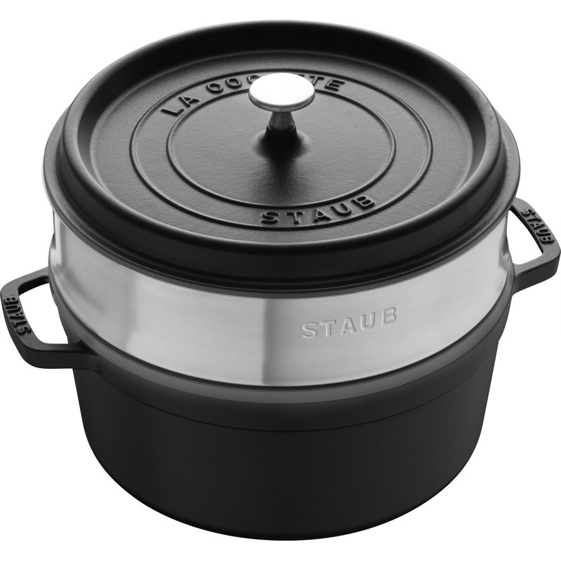STAUB 5.2 l Cast Iron Round Casserole Dish with Lid, Black