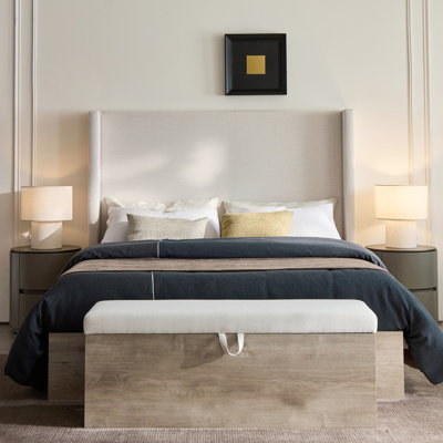 Banc de rangement rembourré en toile douce texturée en chenille - base en bois, sièges de chambre à coucher, style contemporain avec dessus rabattable et base en chenille, convient au salon, attrait minimaliste