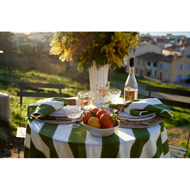 Brezhane Tablecloth - Stripes, 71" Square, Vert