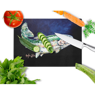 Caroline's Treasures Tempered Glass Deep Rainbow Trout Cutting Board