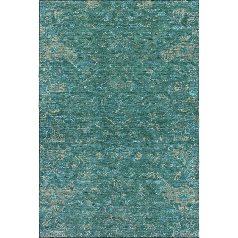 Tapis de qualité supérieure lavable à la machine Mayfield Global, Sarcelle, 3 pi x 5 pi