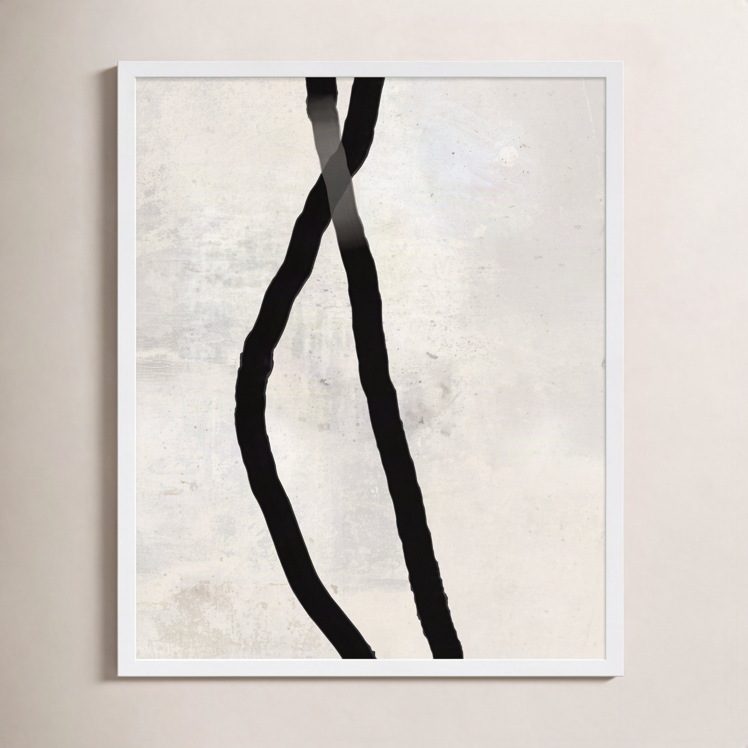 Black Rope 4 by Jacques Pilon, 20" H x 16" W x 1.25" D, White