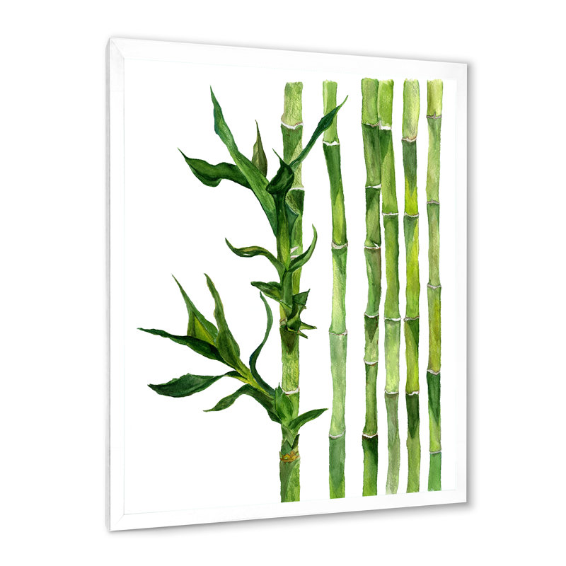 Bamboo Branches in the Forest III - Photographie de cadre photo sur toile, Cadre blanc, H 32 po x l 24 po x P 1 po