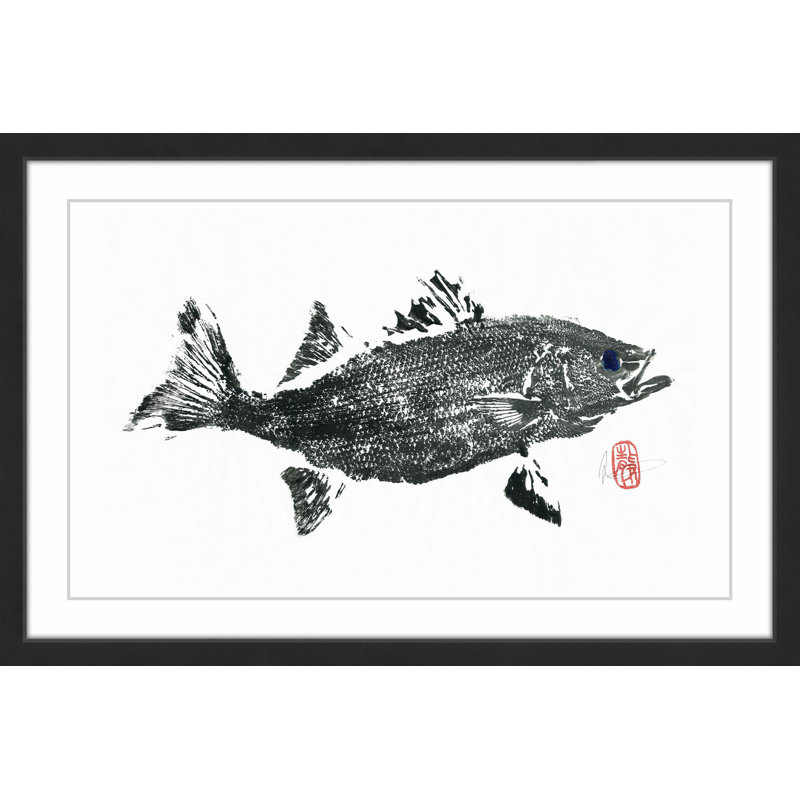 « stripeed bass », reproduction d’art encadrée, H 20 po x l 30 po x P 1,5 po