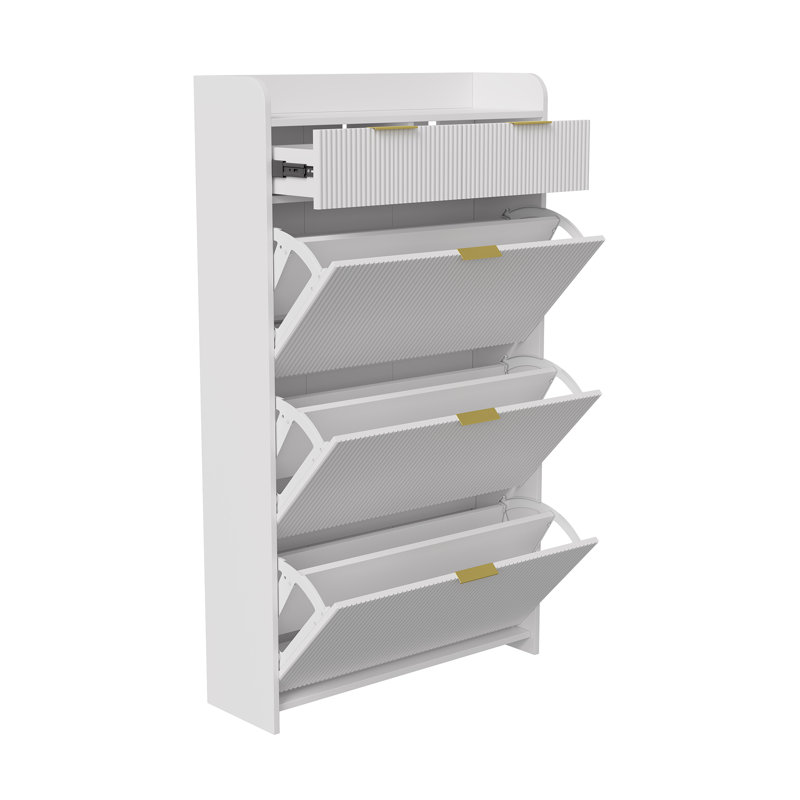 15 Pair Flip Down Shoe Storage, White