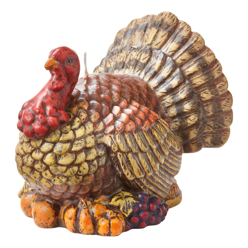 Bougie de dinde Tucker - bougie sculptée de l'Action de grâce, cire de paraffine multicolore, durée de combustion de 21 heures, H 3,54 po x l 4,2 po