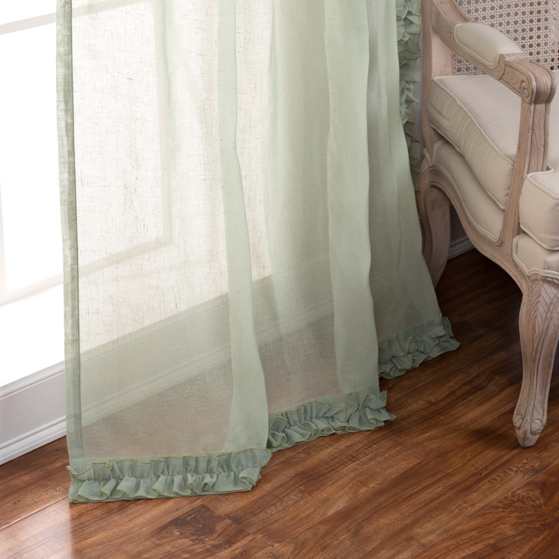 Paire de rideaux semi-transparents avec passe-tringle Raphaelle, Reseda