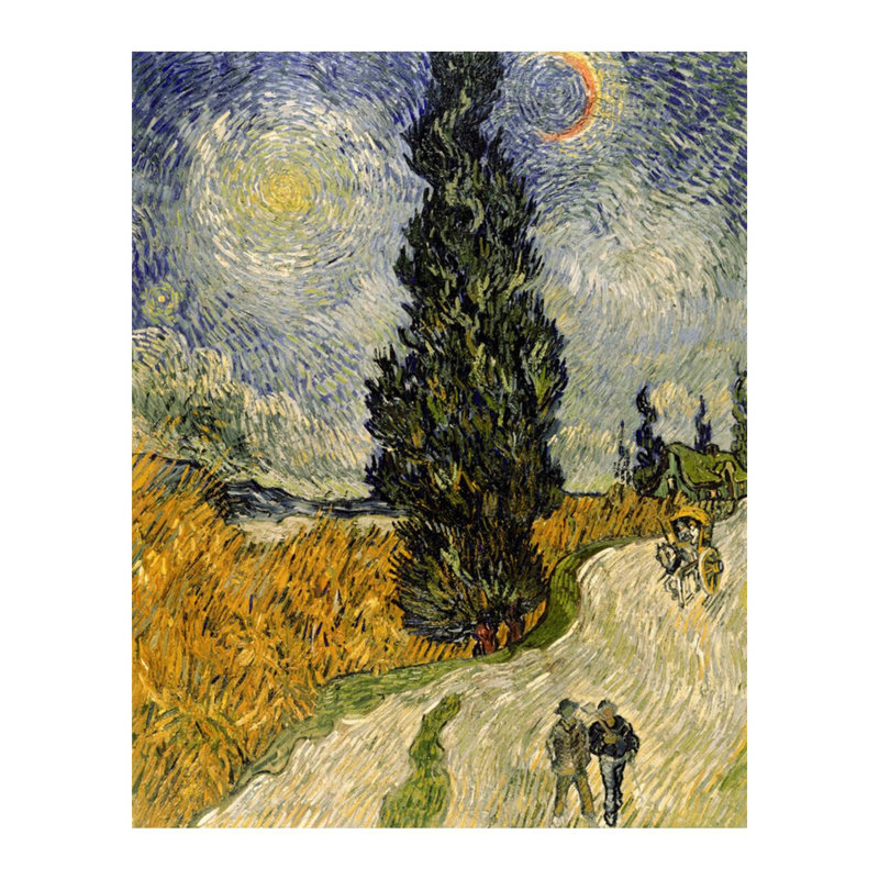 «Road with Cypresses» par Vincent van Gogh - Estampe numérique, H 20 po x l 16 po