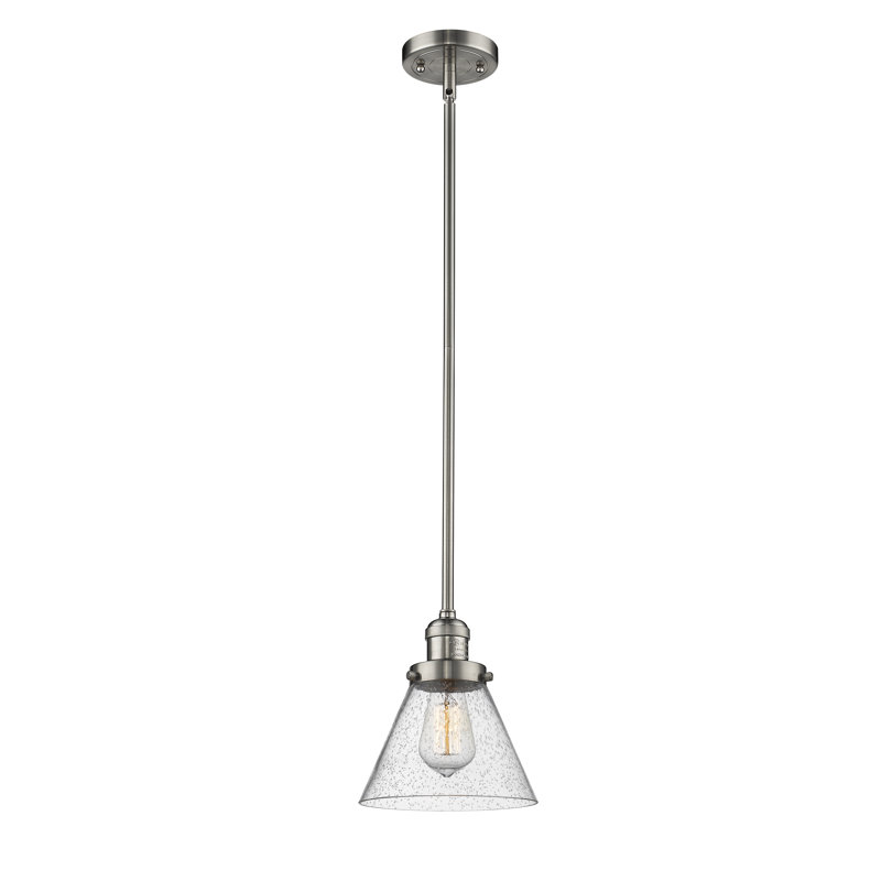 Luminaire suspendu conique à 1 lumière Mosley, Grainé, Ampoule DEL 6 watts Vinage, Nickel satiné brossé
