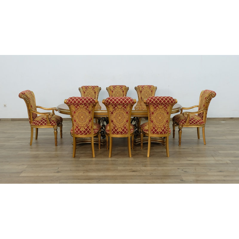 Valentinca 9 - Piece Extendable Solid Wood Dining Set, Red