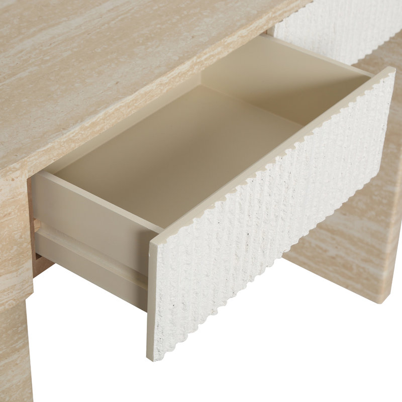 Console d'entrée avec deux grands tiroirs à poignées dissimulées, plateau de 160 cm, style épuré, idéale pour l'entrée et le salon, 63,5 cm L x 25,5 cm P x 15,2 cm H, style moderne