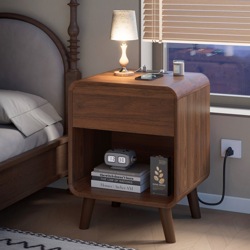 Night Stand Set Of 2 With Drawer,Modern Wood Nightstand,15.7"D X 17.7"W X 24"H