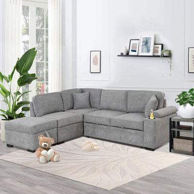 84.75" Sleeper Sofa With Storage Ottoman For Living Room