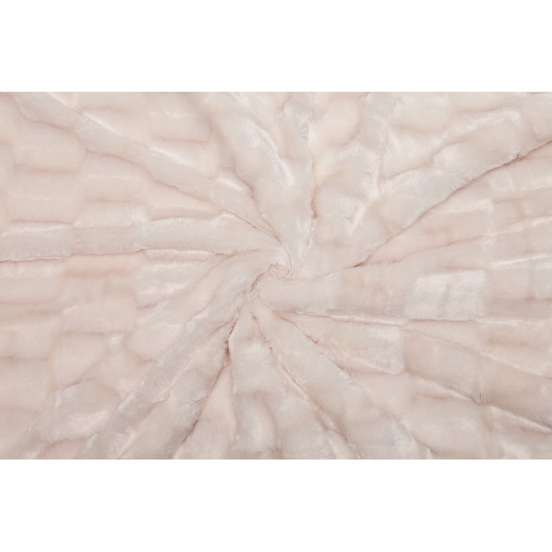 Jeté de lit en fausse fourrure, Beige, L 85 po x L 92 po