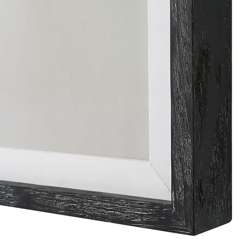 Blue and Cream Abstract Print with Black Wood Frame