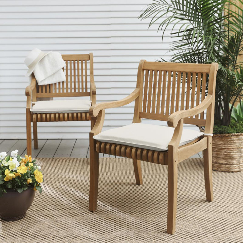 Macaire Sunbrella Outdoor 2'' Dining Chair Chair Pad, 2" H x 17" W x 17" D, Canvas Natural Sunbrella Canvas