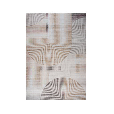 7' X 10' Beige and Brown Abstract Distressed Area Rug