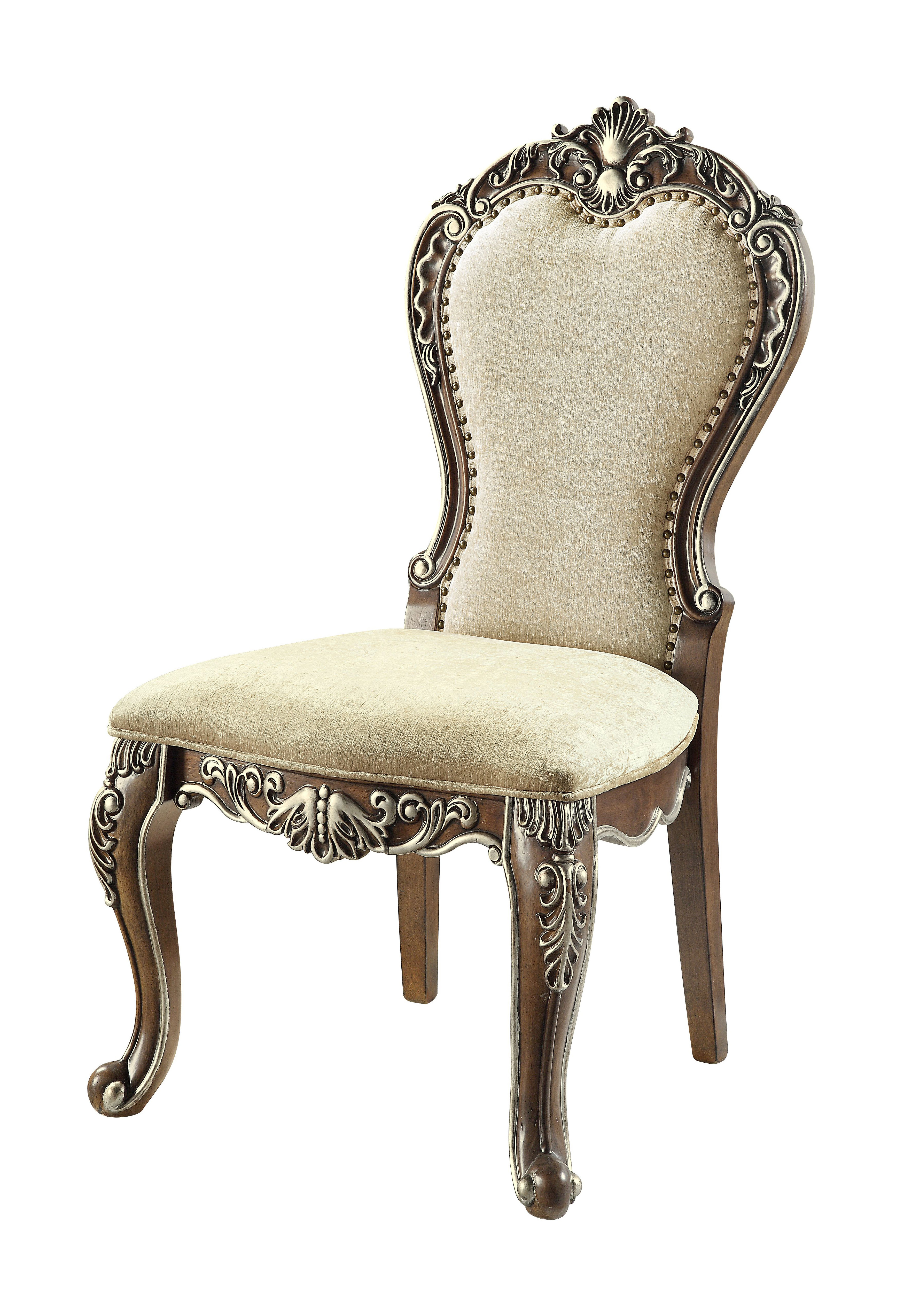 European Arm Dining Chair Gold Chenille Seat Set of 2 - Furniture on Main