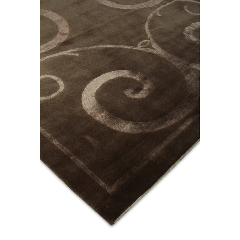 Super Tibetan Abstract Area Rug in Taupe/Beige, Rectangle 9' x 12'