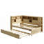 Lit de jour simple en bois avec tablettes de rangement, USB et lit gigogne-965942484
