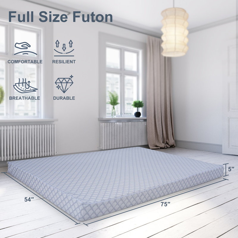 Matelas de futon en mousse à mémoire de forme pliable pour lit de jour Futur en velours côtelé pour adultes (cadre non inclus)