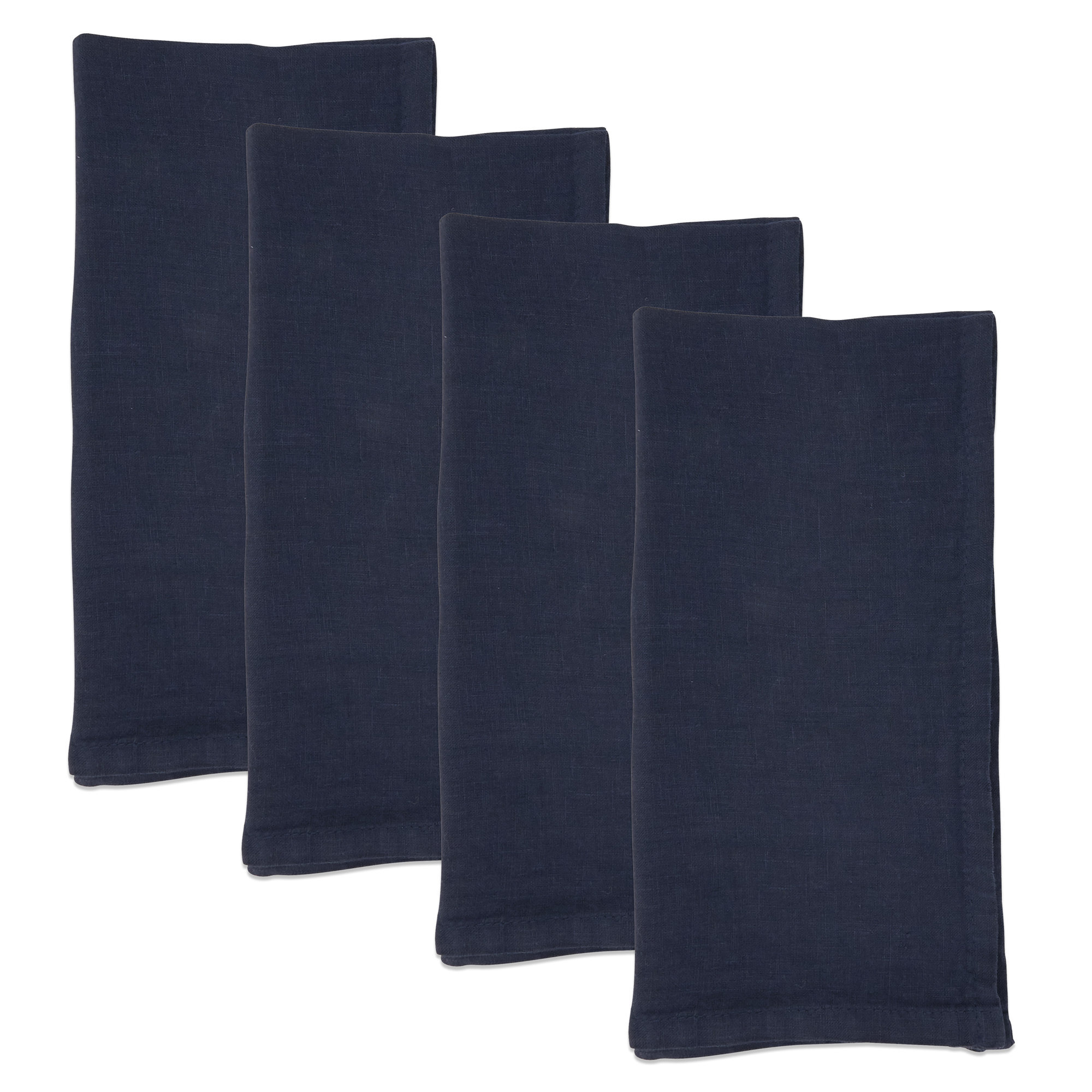 Caliban Crisp And Classic Linen Table Napkin (Set Of 4) 20S, Midnight Blue