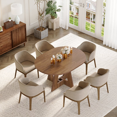 Extendable Round Oval Dining Table for 4-6 with Storage Shelf
