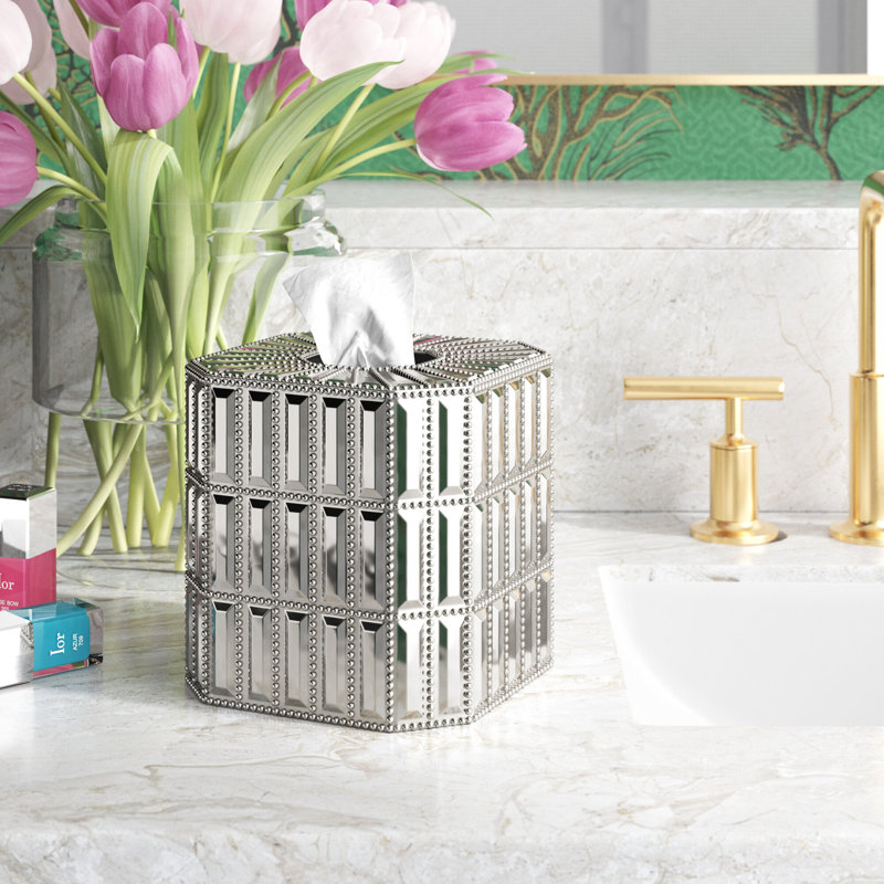Glitz Tissue Box Cover, Chrome