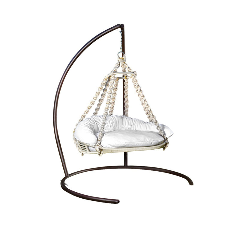 Bardsley Double Swing Chair with Stand, White, Cream