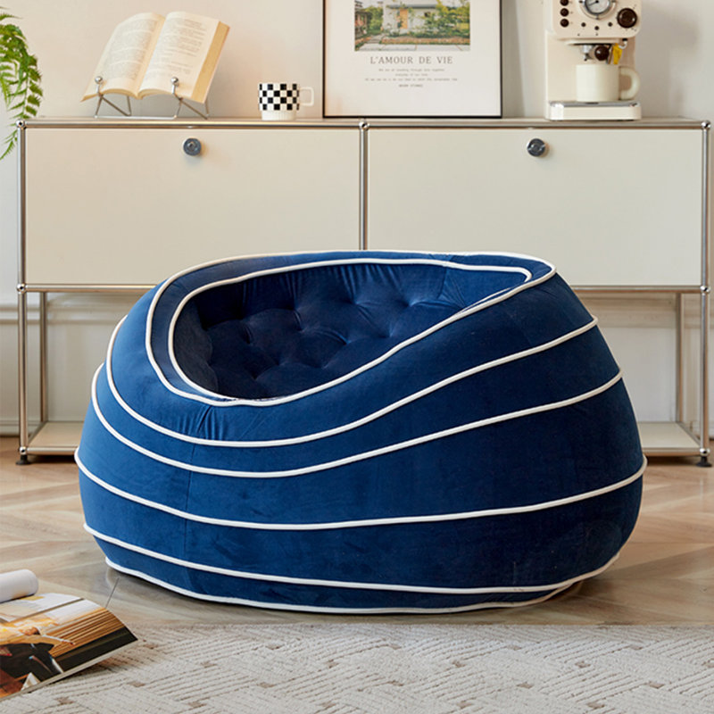Fauteuil à billes Simple, Velours bleu