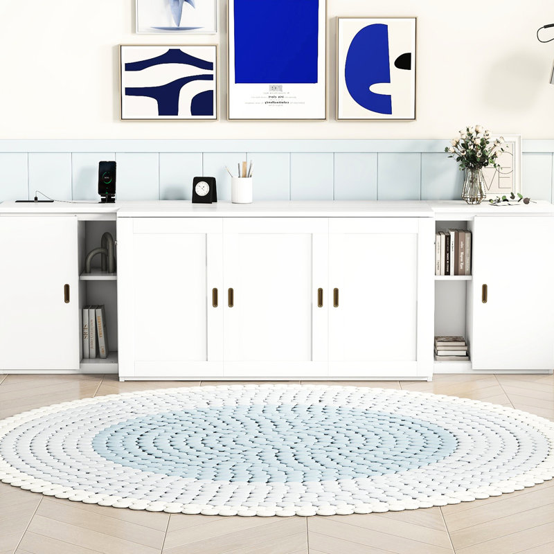 Grand lit blanc avec options de rangement - Polyvalent pour les armoires peu encombrantes, idéal pour le travail au bureau