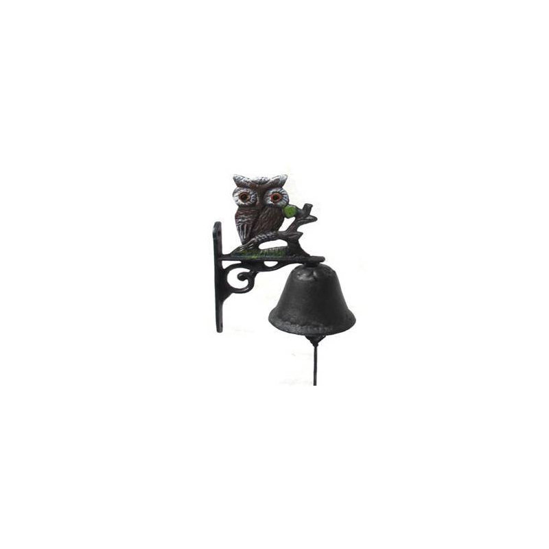 Cloche suspendue hibou en fonte