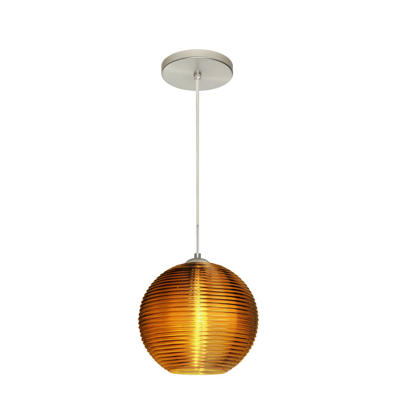 Luminaire sphère suspendu 1 lumières simple Kristall, Non, Ambre, Nickel satiné