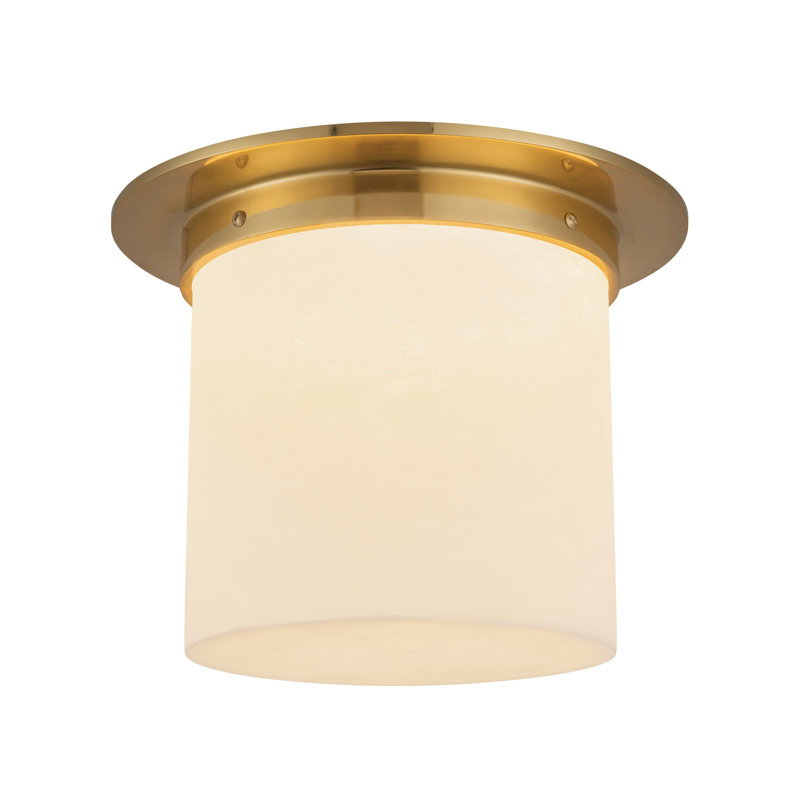 Mineral 11-in Brass Flush Mount, Alabaster, Brass