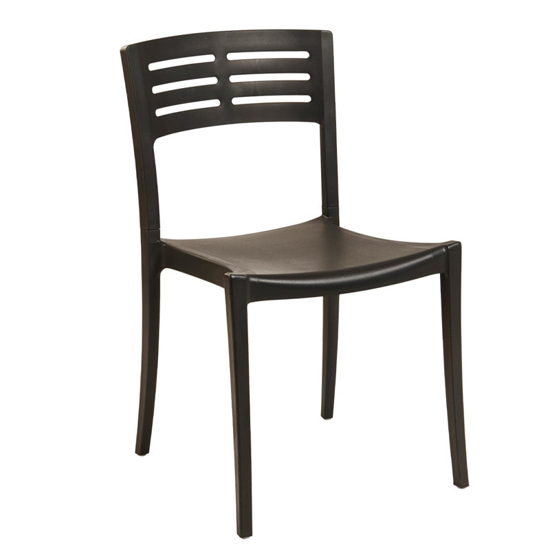 Chaise de salle à manger d'extérieur empilable, Noir, 16