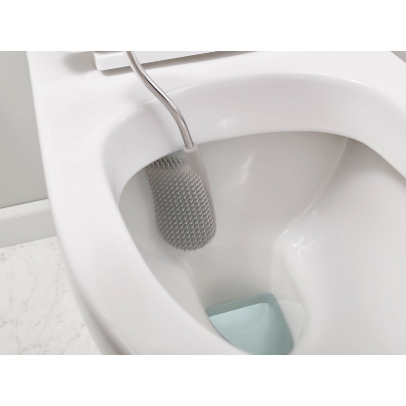 Gray Anti-Drip Toilet Brush with Slim Holder