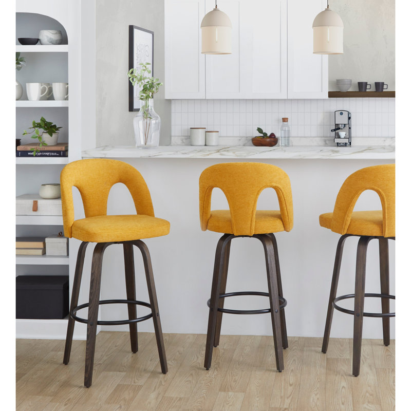 Tabouret de bar à hauteur fixe avec pivot, Brun / Noir, Jaune