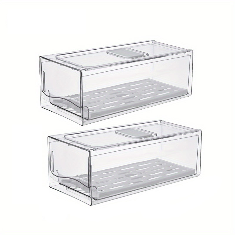 Organisateur de réfrigérateur, bacs de rangement de réfrigérateur empilables, contenants de rangement réutilisables pour aliments, organisateur de tiroir de réfrigérateur dans la cuisine, le barbecue, le restaurant, sans Bpa (2 tiroirs, moyen)