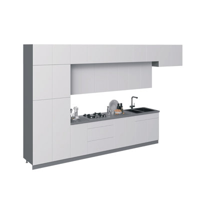 WALLKITCHENS FK-SERENE 180 W x 107 D x 96 H Medium Density Fiberboard (MDF) Classic Full Kitchen in Blanc brillant 