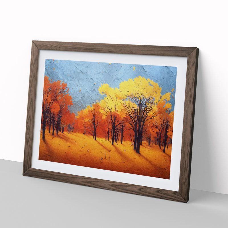 Dramatic Autumn Forest - Single Picture Frame Painting, Walnut Framed, 25cm H x 34cm W x 2cm D