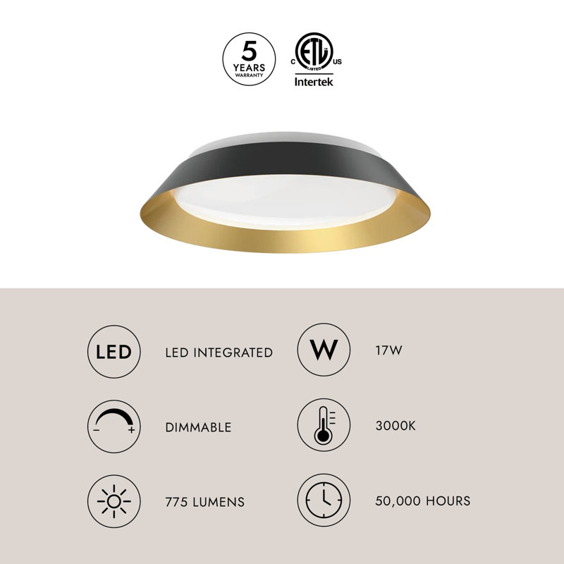 Jasper 1 - Light LED Flush Mount, White/Gold