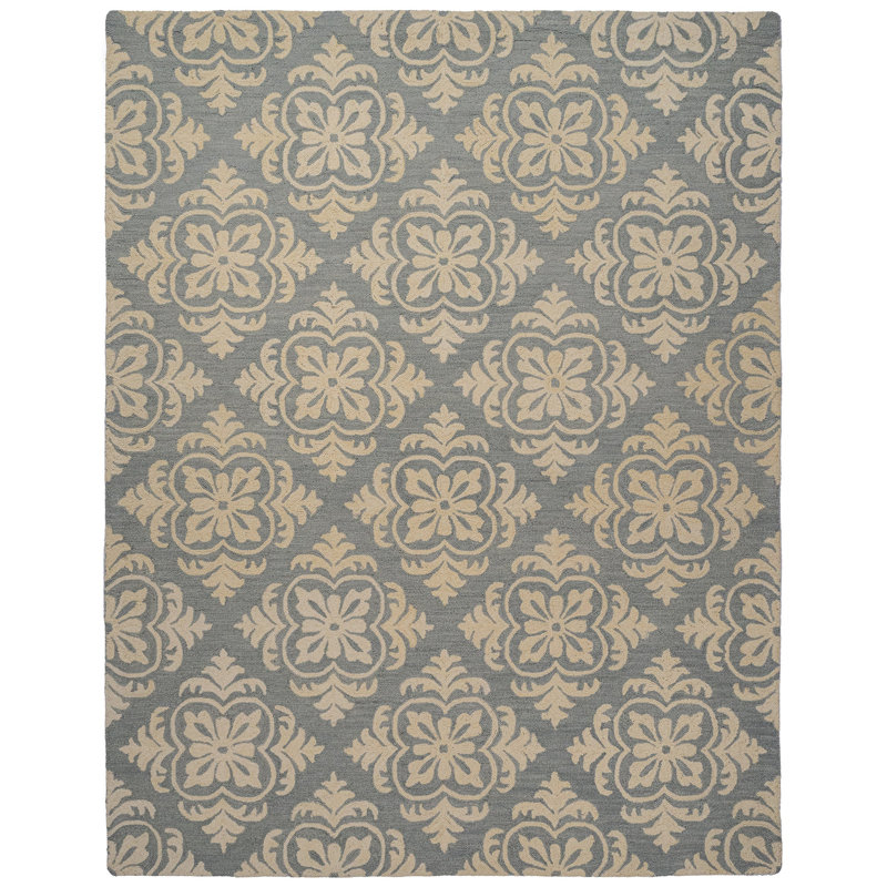 Abigahil Hand Tufted Wool Damask Indoor Rug, Rectangle 10' x 14'