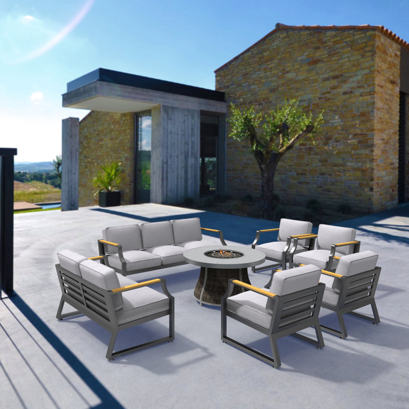 Areefa 9 - Person Patio Conversation Set with Cushions