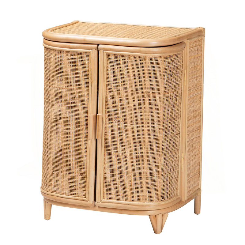 Armoire de rangement bohémienne en rotin naturel