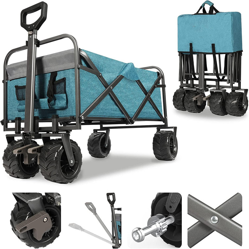 Foldable Trolley with Adjustable Handle, Light Blue