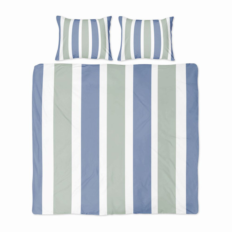 Striped Polyester Duvet Cover, Queen Duvet Cover + 2 Standard Shams