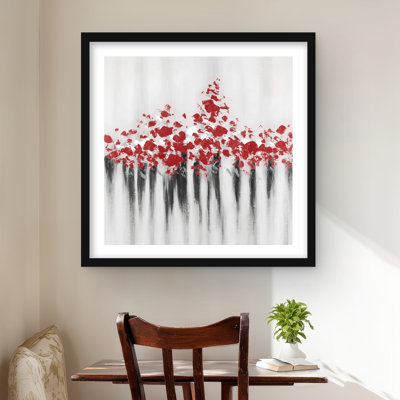 Falling Red Dot - Reproduction mat contemporaine encadrée pour la décoration