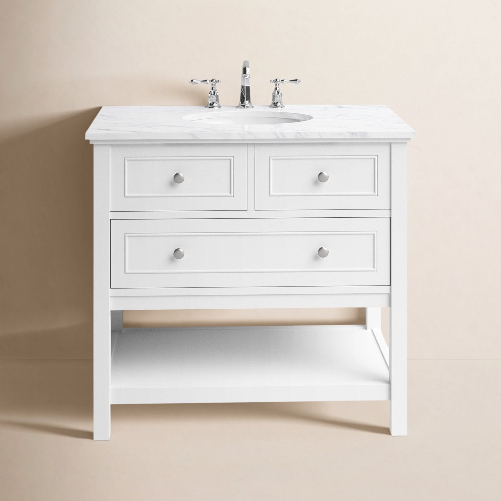 Bonsai 36" Single Sink Bathroom Vanity , White