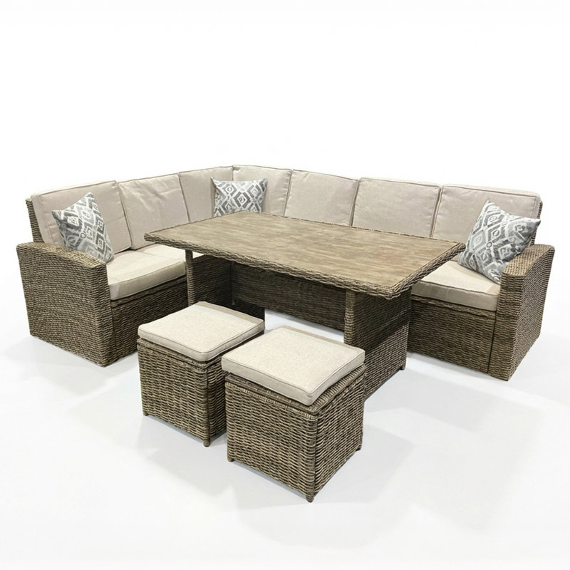 Wentworth KD 175 cm W L-Shaped Patio Corner Sofa Set